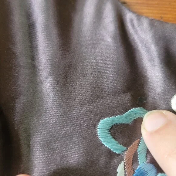 Vintage Silk Golden Bee Chinese Robe, sz S-L - Picture 11 of 16